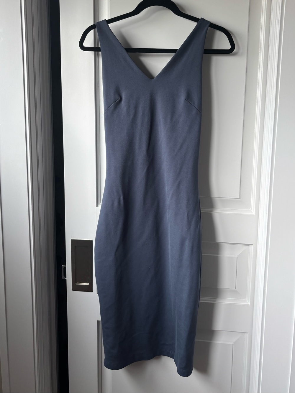 White House Black Market Slate-Blue V-Neck Midi Dress